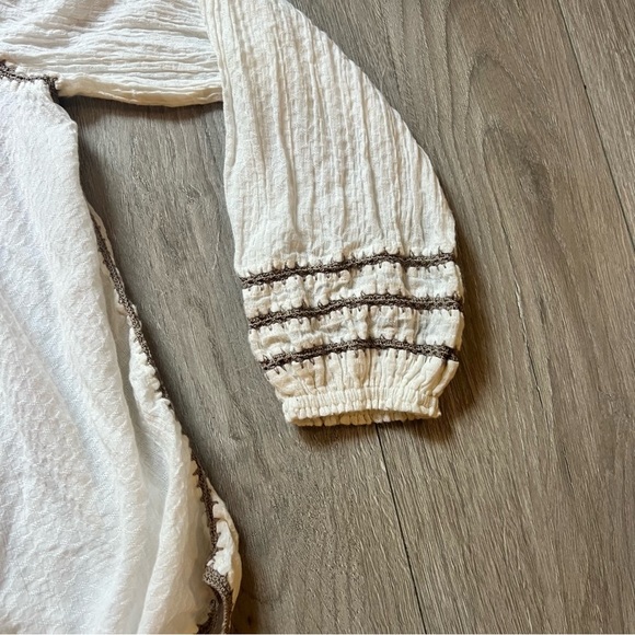 Sundance Peasant Top Embroidered|tunic cream Ivory| boho Sz XS oversized - Picture 5 of 14